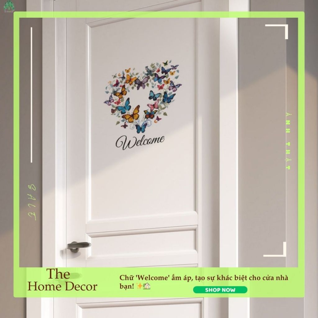 Tranh dán tường cao cấp, tranh chữ Welcome, decal dán cửa chính, trang ...
