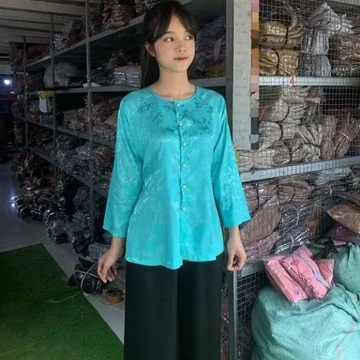 ÁO BÀ BA GẤM CÓ BIGSIZE 3XL Áo bà ba nữ gấm cổ tròn truyền thống(BÁN ÁO RIÊNG, QUẦN RIÊNG)