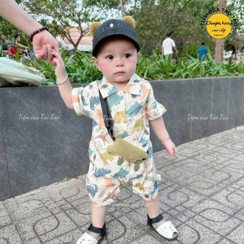 (HÀNG CÓ SẴN) QC - Body liền thân khủng long tặng kèm túi khủng long hàng quảng châu cho bé trai bé gái 5-13kg
