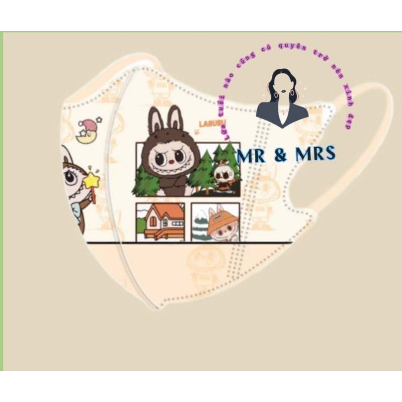 (Túi 10c) Khẩu Trang Hoạt Hình LABUBU Cho Bé 3-10T