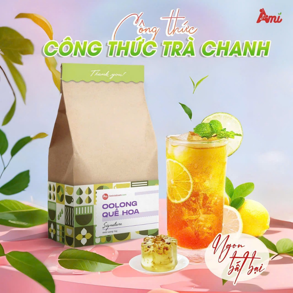 Trà Oolong quế hoa AMI gói 1kg, hương thơm tinh tế, vị thanh tao hoàn hảo cho pha chế