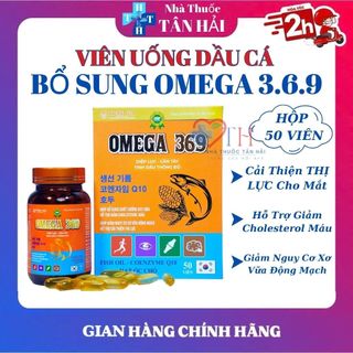 Viên dầu cá Omega 369, viên uống bổ mắt, hỗ trợ tim mạch và sức khỏe, hỗ trợ làm đẹp da, hộp 50 viên