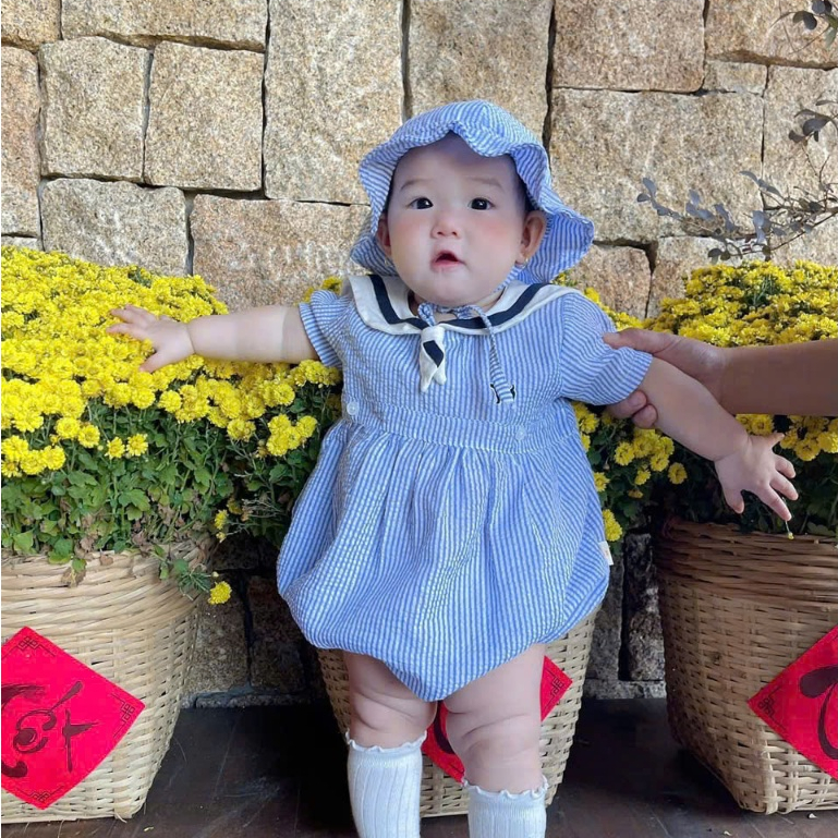 (HÀNG CÓ SẴN) Suit kẻ xanh cover Bluedog Hàn Quốc cho bé đi biển 7-17kg mùa hè mới nhất mát mẻ cho bé trai bé gái
