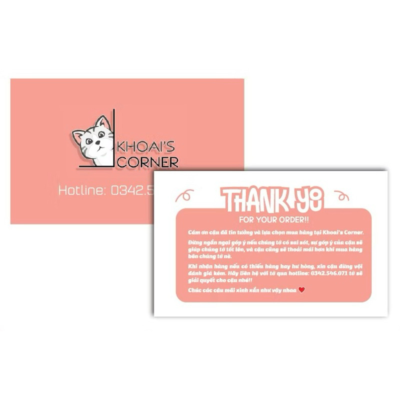 THIỆP CẢM ƠN DỄ THƯƠNG, THANK YOU CARD, CARD CÁM ƠN CHO CÁC SHOP