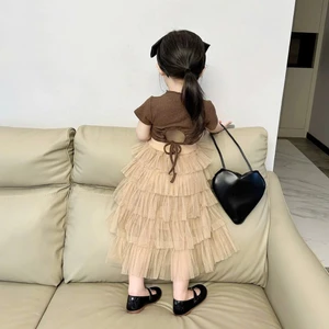 Set Bộ Bé Gái Áo Kiểu Thun Kèm Chân Váy Tầng Form Dài Set Mẹ Và Bé Siêu Xinh