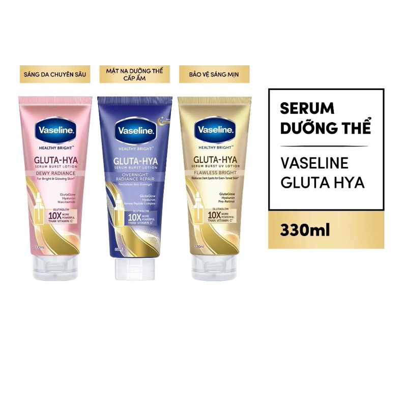 Serum Vaseline Gluta-Hya Dưỡng Da Sáng Mịn Sau 5 Ngày 300ML