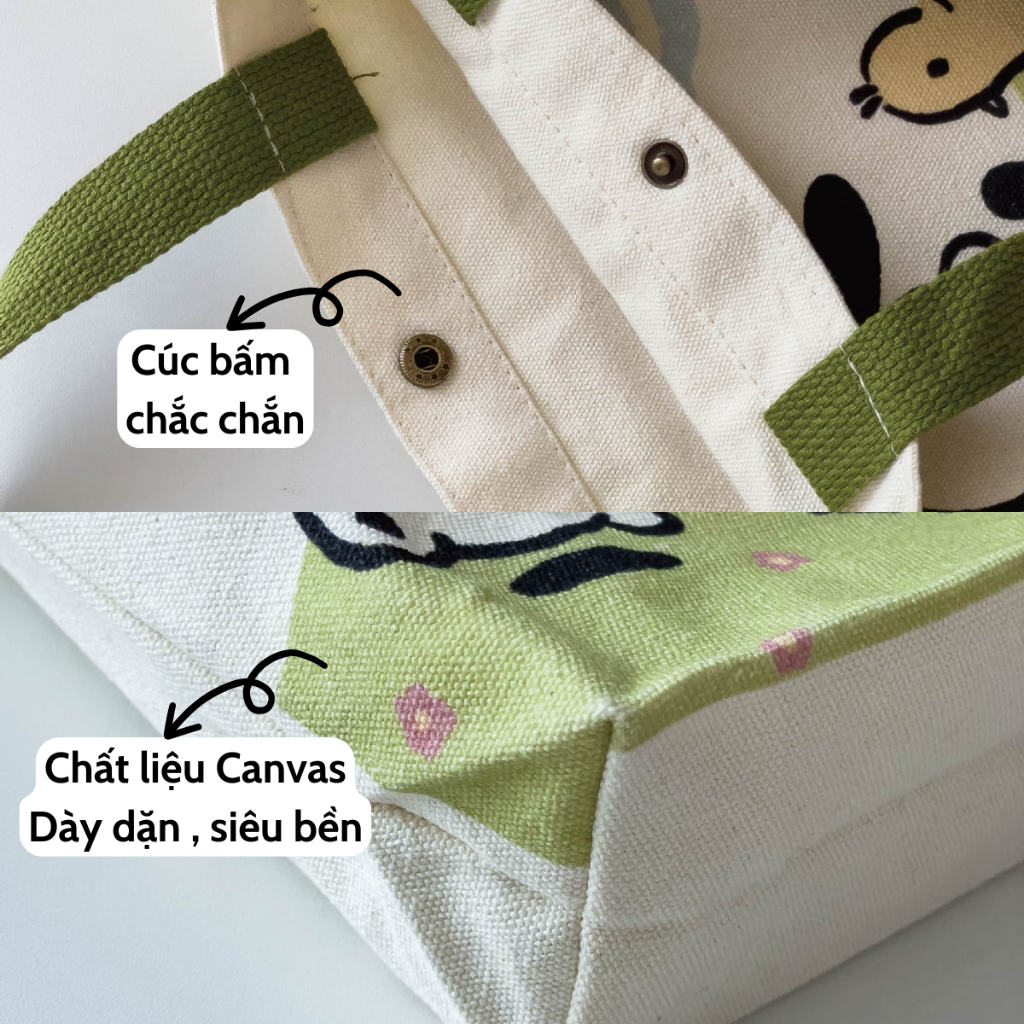 Túi Tote Vải Hoạt Hình, Túi Vải Canvas, Dung Tích Lớn, Dễ Thương, Đa Năng, Tiện Lợi,Túi Vải Dễ Thương