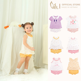 NGỌC BẢO AN KIDS (9M-7Y) Bộ quần áo sát nách chất cotton mềm mại, thoáng mát, co giãn tốt dành cho bé từ 8kg5 đến 25kg