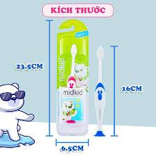 Bàn chải đánh răng Midkid cho bé từ 1 tuổi giúp làm sạch răng, lông chải mềm mại.GucaStore