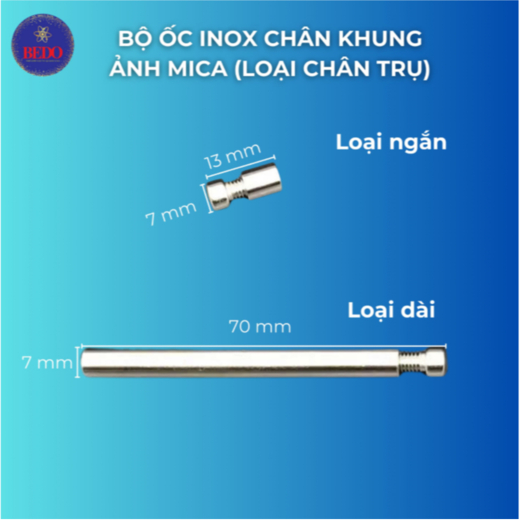 Bộ 4 Chân Ốc Inox Chân Khung Ảnh Mica BEDO Loại Chân Trụ Để Bàn Inox Chống Gỉ Lắp Đặt Chắc Chắn