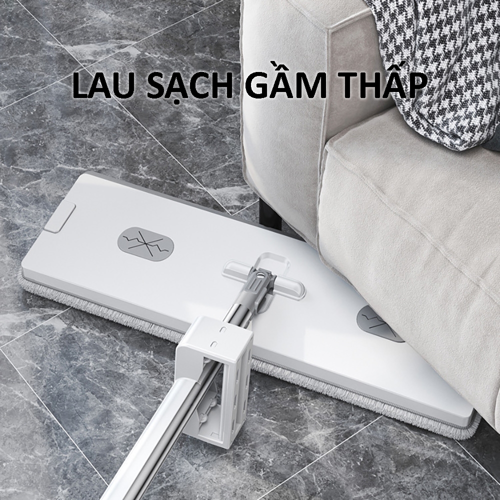 Chổi lau nhà xoay 360 độ, chổi lau nhà đa năng tay cầm thép không gỉ, nhựa ABS, tặng kèm 2 bông lau
