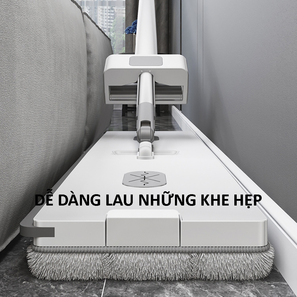 Chổi lau nhà xoay 360 độ, chổi lau nhà đa năng tay cầm thép không gỉ, nhựa ABS, tặng kèm 2 bông lau