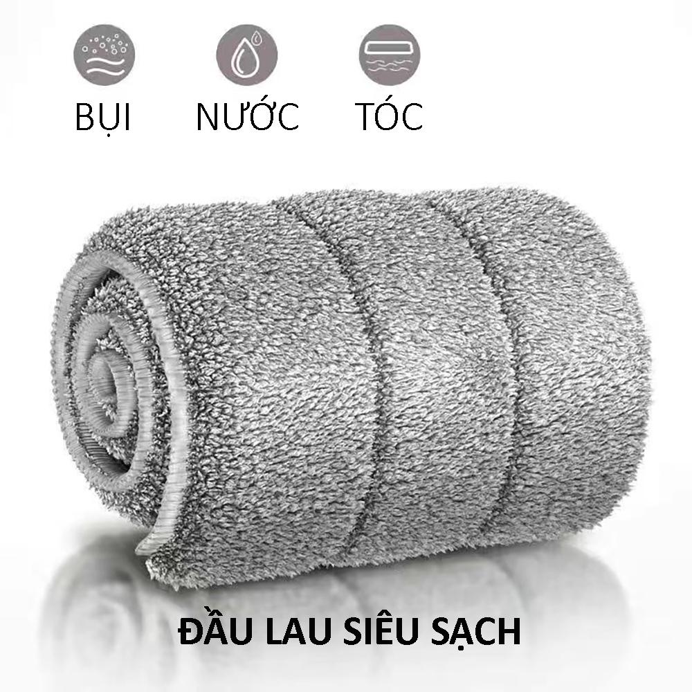 Chổi lau nhà xoay 360 độ, chổi lau nhà đa năng tay cầm thép không gỉ, nhựa ABS, tặng kèm 2 bông lau