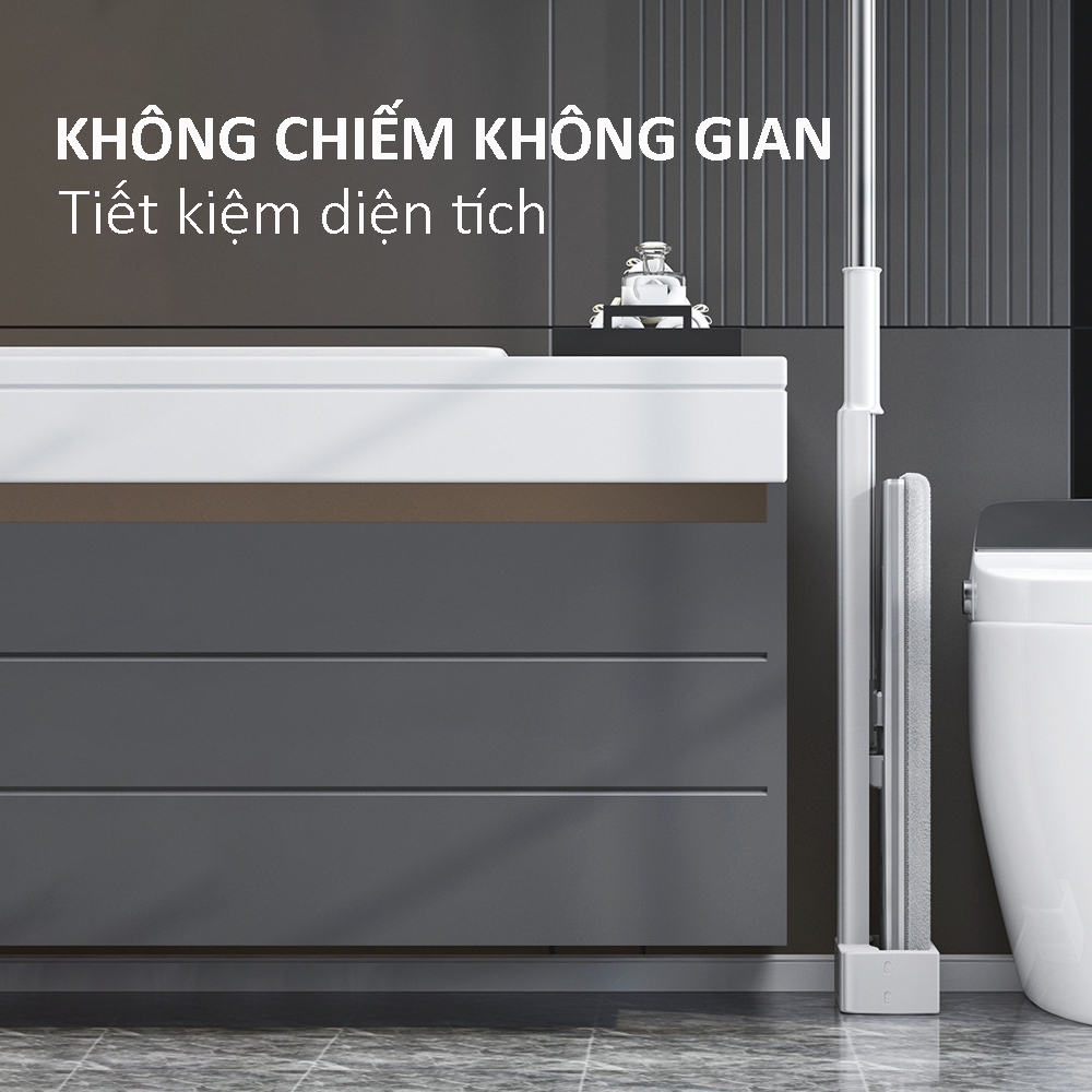 Chổi lau nhà xoay 360 độ, chổi lau nhà đa năng tay cầm thép không gỉ, nhựa ABS, tặng kèm 2 bông lau