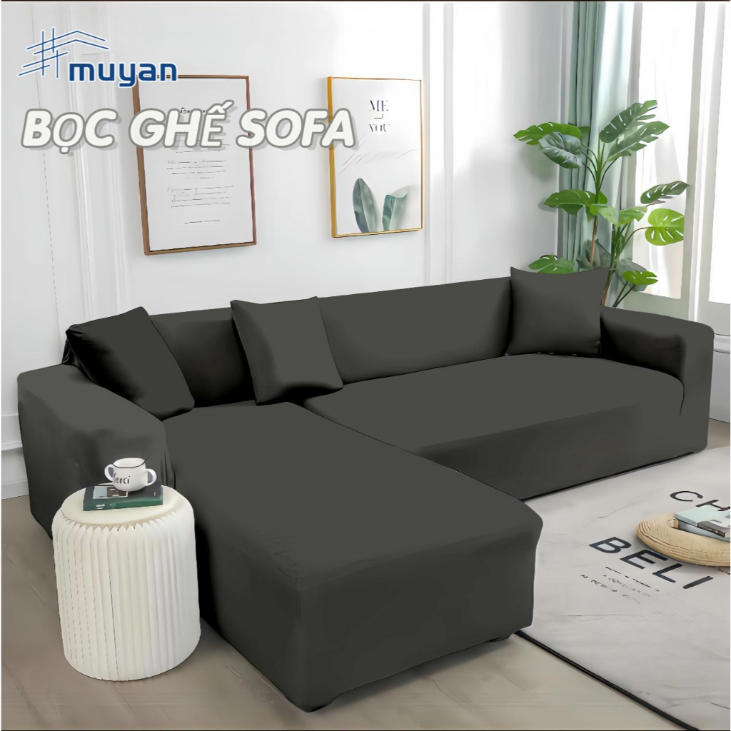 Muyan Bọc ghế sofa vải nhung, bọc sofa đơn, sofa chữ L dày dặn co giãn ...
