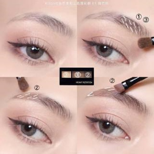Bột Kẻ Trang Điểm Lông Mày Siêu Mịn Màu Nâu Khói Kissme Heavy Rotation (Khay 3 Màu)