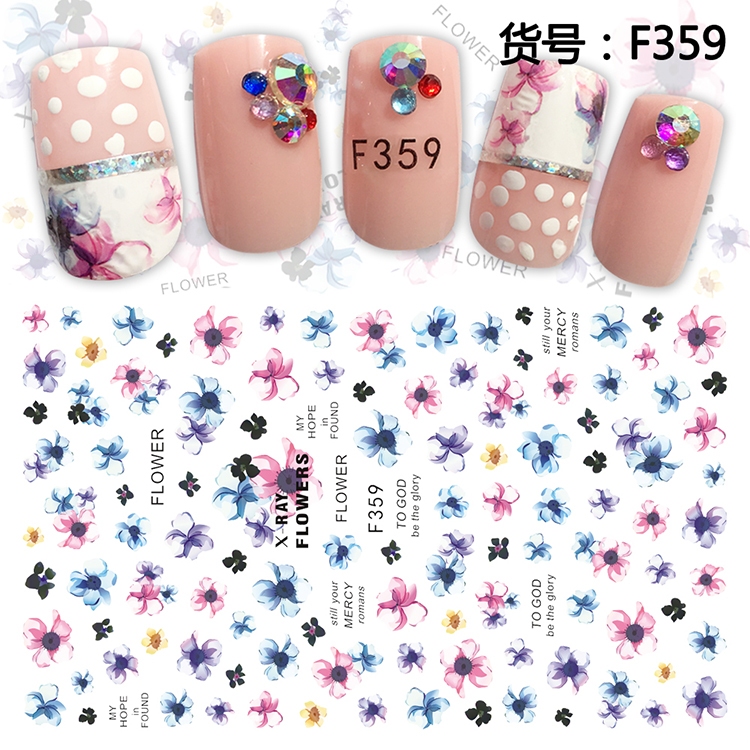 Sticker dán móng trang trí nails mẫu Hoa F199, F359