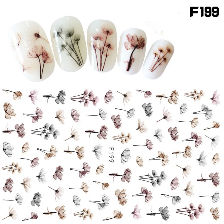 Sticker dán móng trang trí nails mẫu Hoa F199, F359