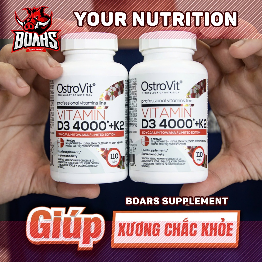 OSTROVIT VITAMIN D3 4000 + K2 , HỖ TRỢ HỆ MIỄN DỊCH, GIÚP XƯƠNG RĂNG CHẮC KHỎE