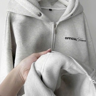 [NEW] Áo Khoác UNISEX Chất Nỉ Dày Mịn Nón To Có Nút Bấm Logo In Official Heaven Hợp Thời Trang