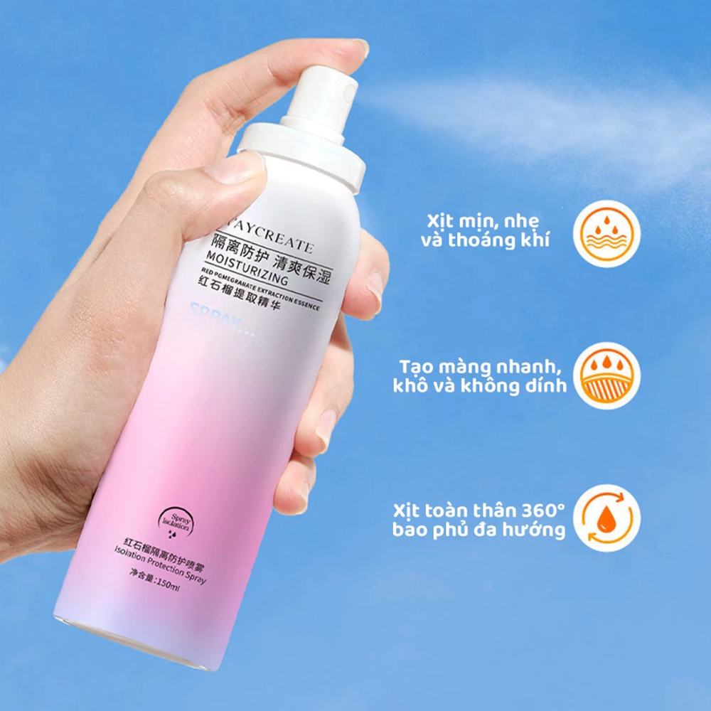 Xịt Chống Nắng Maycreate Nâng Tông 150ml Giúp Dưỡng Trắng, Dưỡng Ẩm Và Hỗ Trợ Che Khuyết Điểm Makeup