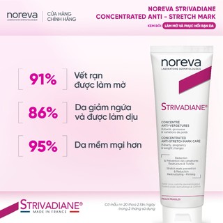Kem bôi trị rạn da Noreva Strivadiane Concentrated 125ML giúp phòng ngừa và phục hồi rạn da