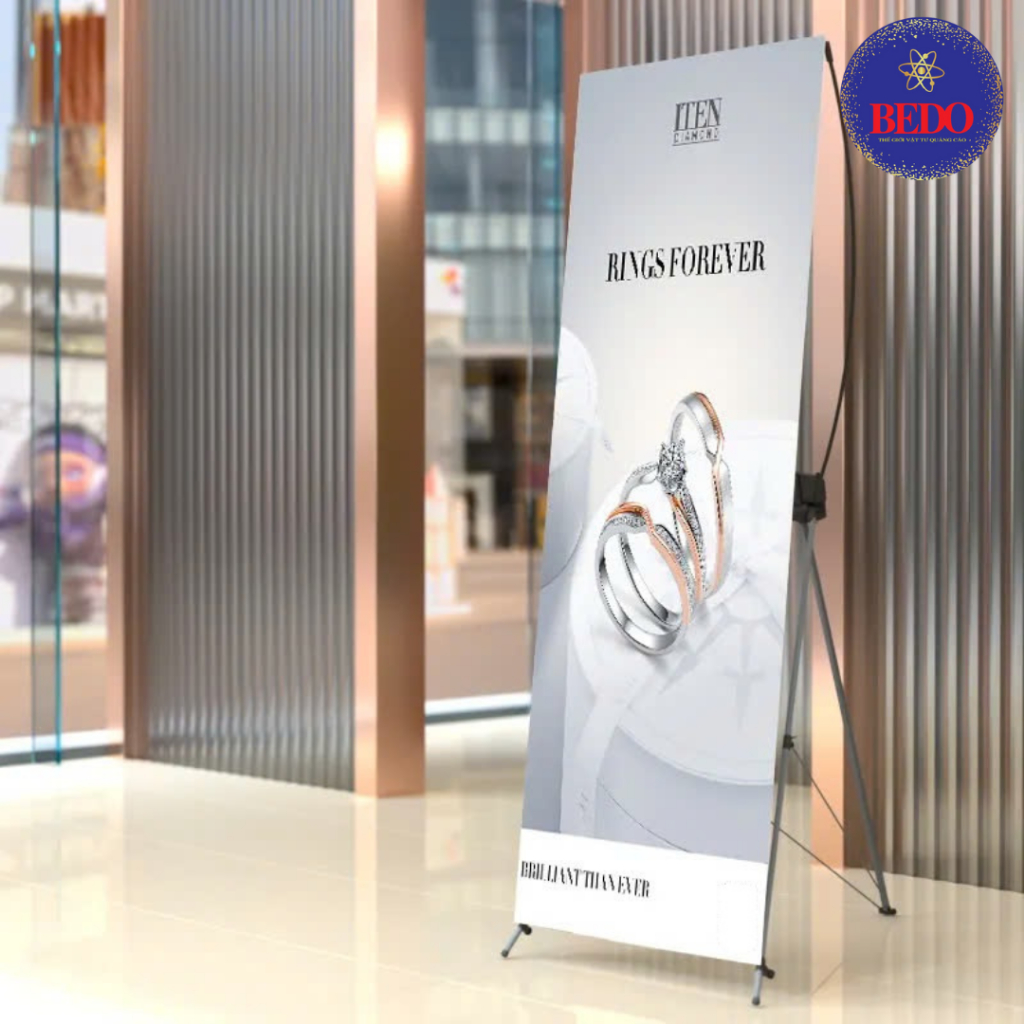 Khung Standee Chữ X BEDO Nhôm Thép 60x160cm 80x180cm Treo Banner Quảng Cáo Gấp Gọn Bền Chắc