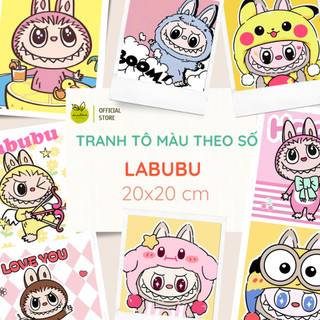 [TỔNG HỢP] Tranh tô màu theo số mini kích thước 20x20cm LABUBU có khung, Đầy đủ dụng cụ