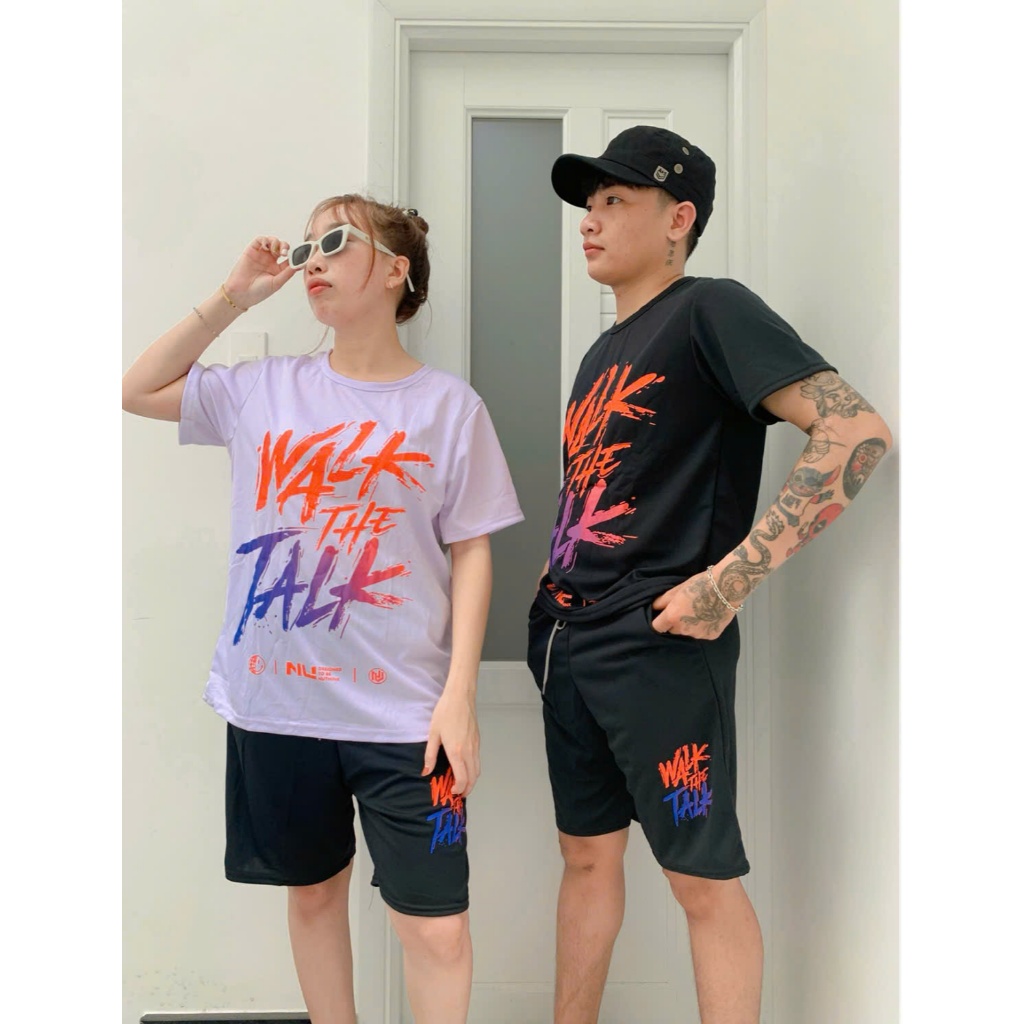 ĐỒ BỘ NAM thể thao WALK THE TALK hè mặc nhà, chất thun mè co giãn tập gym mặc nhà thoải mái - UNISEX SSL