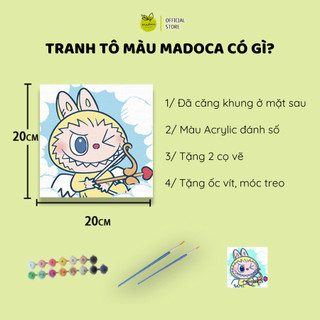 [TỔNG HỢP] Tranh tô màu theo số mini kích thước 20x20cm LABUBU có khung, Đầy đủ dụng cụ