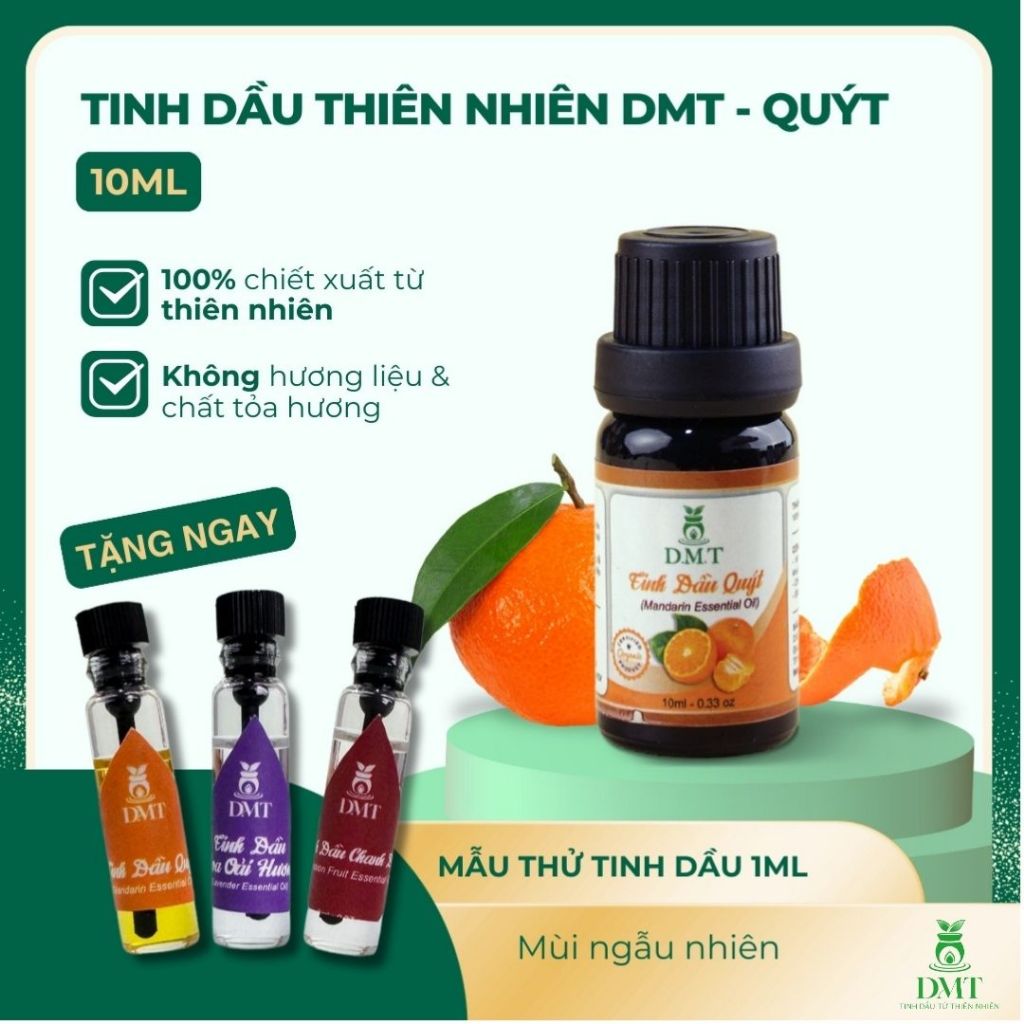 Tinh dầu Quýt nguyên chất DMT - tinh dầu vỏ quýt xông phòng, treo xe giảm say tàu xe - 5ml/10ml