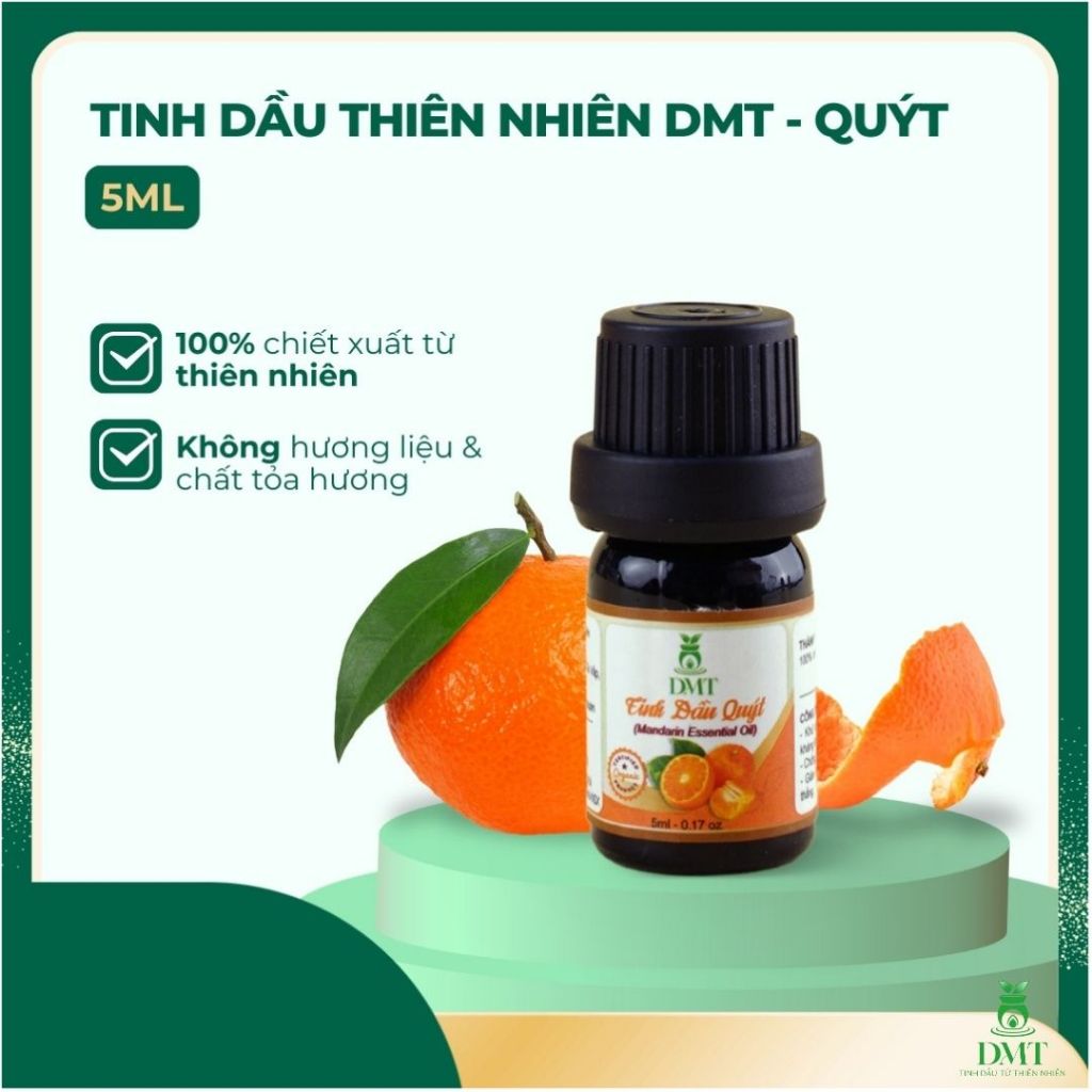 Tinh dầu Quýt nguyên chất DMT - tinh dầu vỏ quýt xông phòng, treo xe giảm say tàu xe - 5ml/10ml