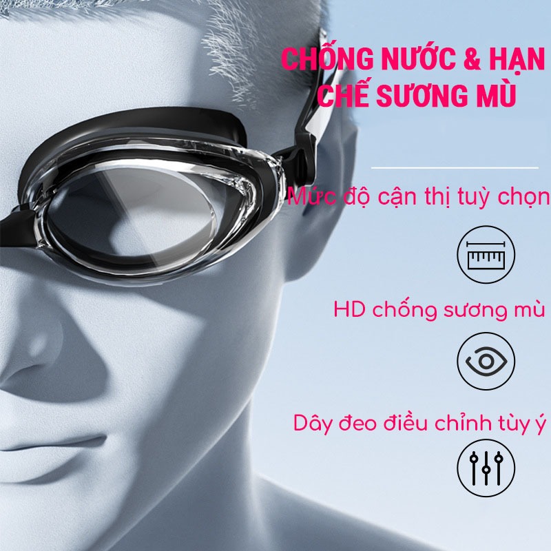 Kính bơi cận thị 1.5 đến 8.0 độ SPORTY 613 cho người lớn và trẻ em từ 6 tuổi chống tia UV