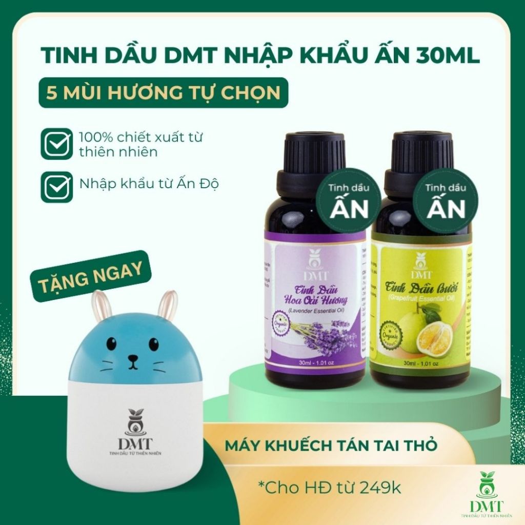 Tinh dầu xông thơm phòng nhập khẩu Ấn DMT - treo xe, khử mùi, thơm phòng, thanh lọc không khí - 30ml