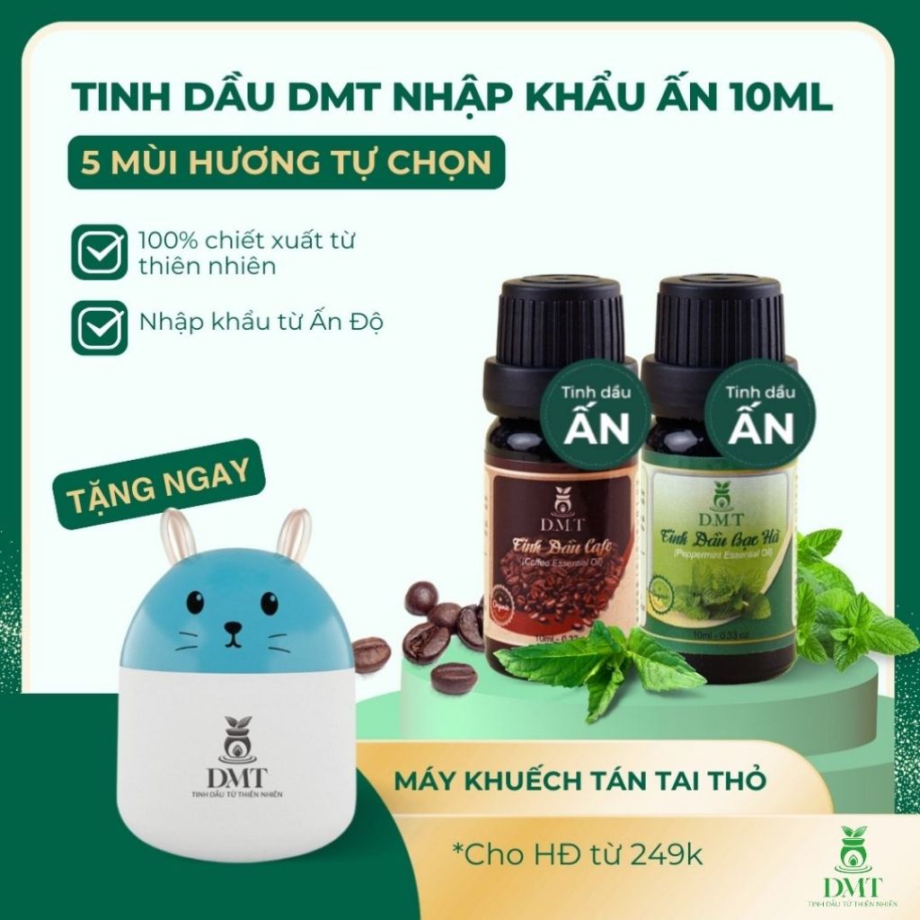 Tinh dầu xông thơm phòng, treo xe nhập khẩu Ấn DMT - khử mùi, thư giãn, thanh lọc không khí - 10ml