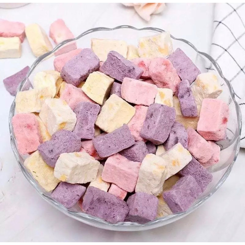 Sữa chua sấy thăng hoa , trái cây sấy thăng hoa , trái cây sấy giòn , ăn vặt snack , không đường .Trái cây sấy Minh Nhi