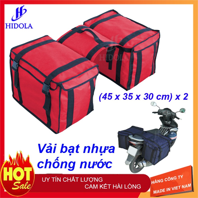 Túi Giao Hàng Đôi 2 Bên Xe Máy HIDOLA Vải Bạt Chống Nước Bền Đẹp Dung Tích Lớn 90 LÍT