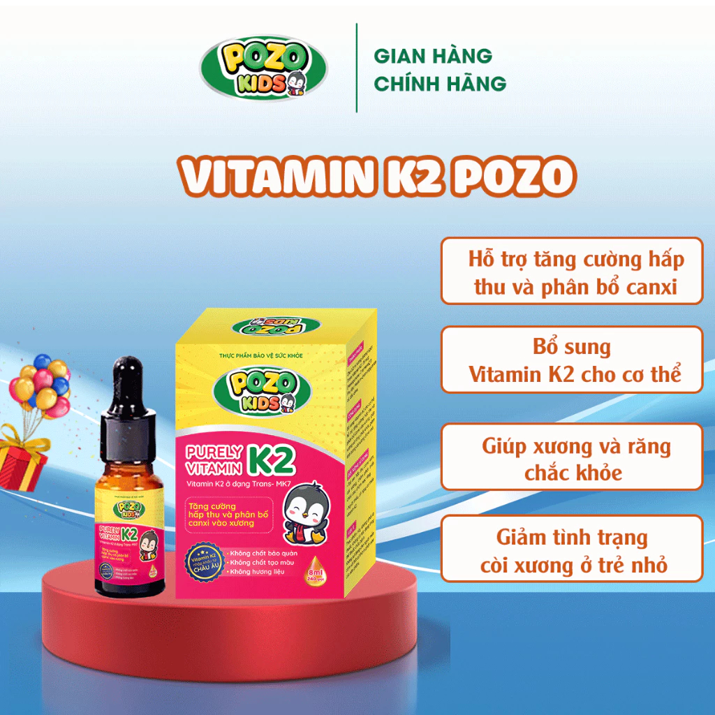 Ảnh Vitamin K2 Pozokids| Tăng Cường Hấp Thu | Phân Bổ Canxi Vào Xương giúp trẻ cao lớn | Dr.Green | 1