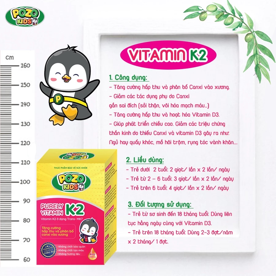 Ảnh Vitamin K2 Pozokids| Tăng Cường Hấp Thu | Phân Bổ Canxi Vào Xương giúp trẻ cao lớn | Dr.Green | 3