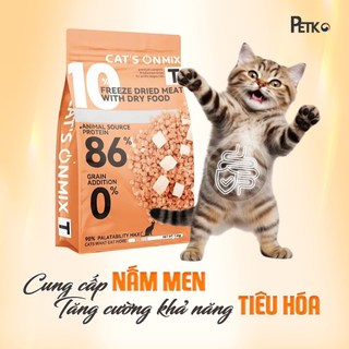 Hạt CAT'S ON MIX T túi 1.4kg Cho Mèo Mix Ruốc Sấy,Topping Gà Viên, 86% Protein Đến Từ Động Vật