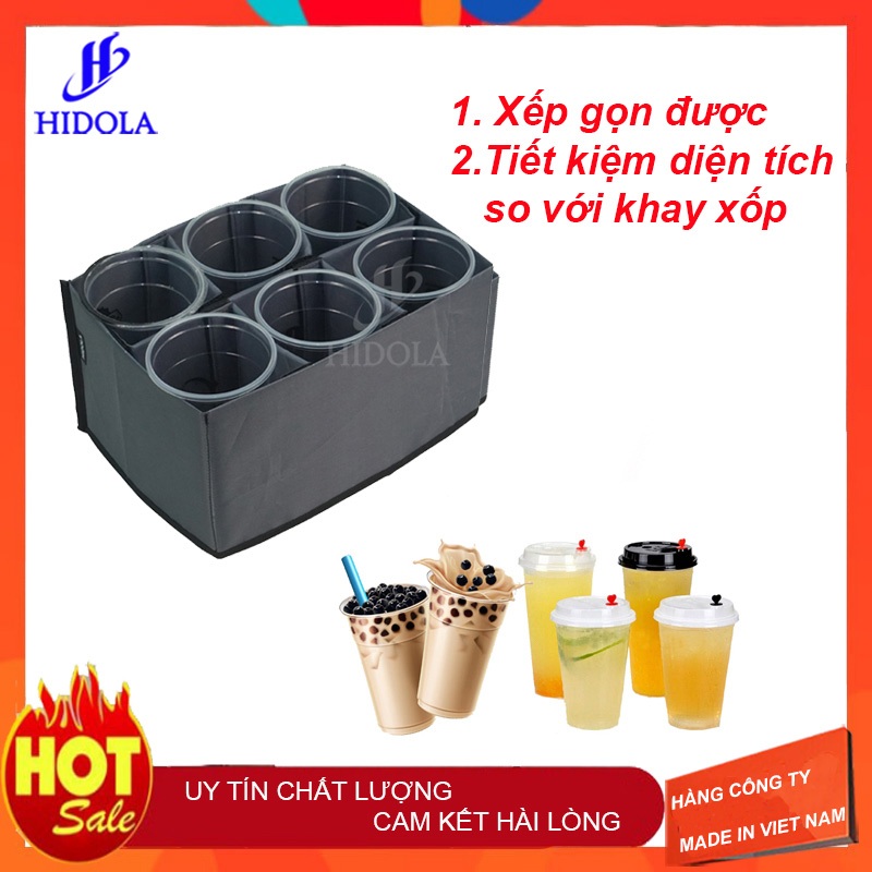 Khung cố định 6 ly trà sữa giao hàng cho shipper