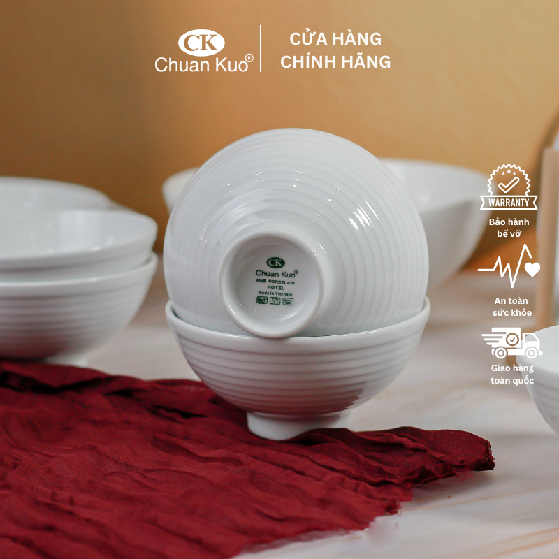 Bộ bát đĩa sứ trắng 12 món vân xoáy cách điệu - Set chén dĩa sứ thương hiệu CK cho nhà hàng, khách sạn