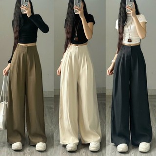 Quần Tây Ống Rộng 247Store Quần Dài Vải Ống Rộng Công Sở Cạp Cao Chất Gold Sang Trọng Thanh Lịch