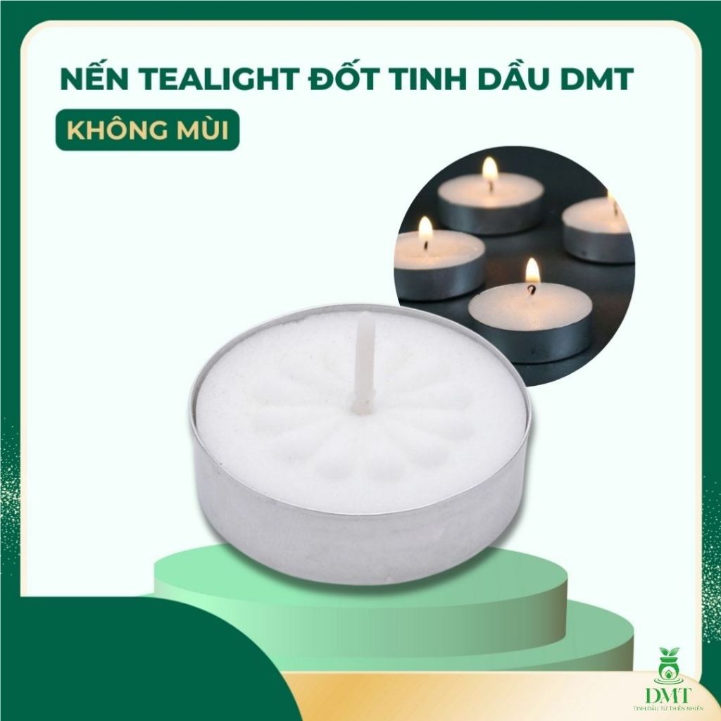 Nến TeaLight đốt tinh dầu , nến xông tinh dầu, không mùi, không khói cháy trong 2h màu trắng