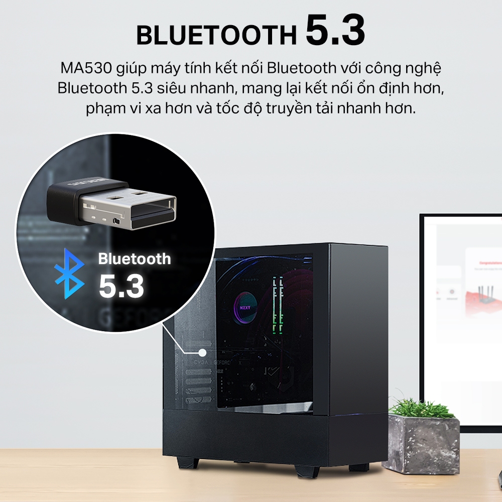 Ảnh Bộ Chuyển Đổi Bluetooth USB Nano Mercusys MA530 Chuẩn Bluetooth 5.3 | USB nhỏ gọn, kết nối ổn định 2