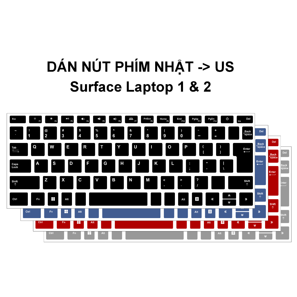 Bộ dán nút phím Surface Laptop 1 & 2 Nhật -> US | Bàn phím layout japan ...
