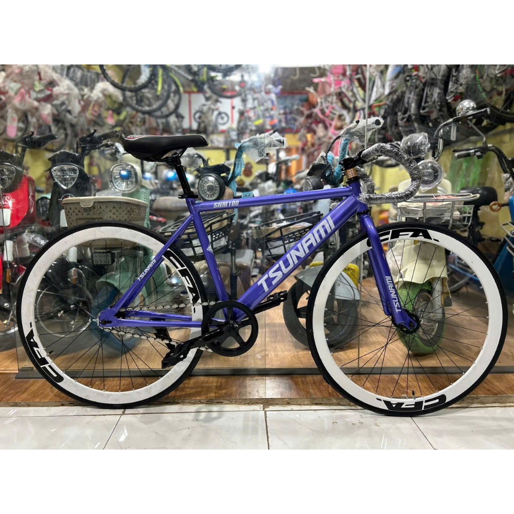 Xe đạp thể thao fixgear _single tím Vành trắng | Shopee Việt Nam
