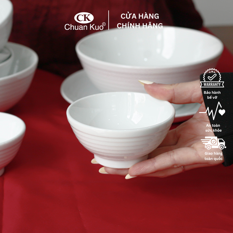 Bát chấm sứ trắng vân xoáy thương hiệu CK - Chén đựng nước tương, nước mắm cho nhà hàng, khách sạn - A35417