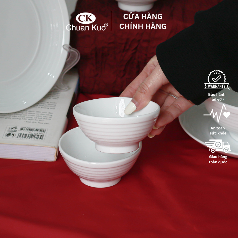 Bát chấm sứ trắng vân xoáy thương hiệu CK - Chén đựng nước tương, nước mắm cho nhà hàng, khách sạn - A35417