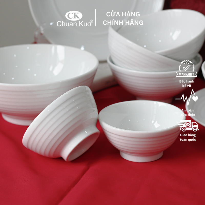 Bát chấm sứ trắng vân xoáy thương hiệu CK - Chén đựng nước tương, nước mắm cho nhà hàng, khách sạn - A35417